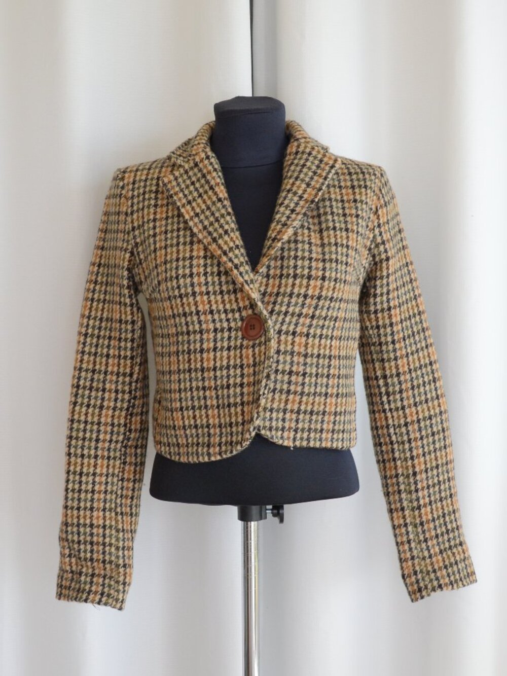 Francois Beauregard Wool Plaid Cropped Jacket Sz XS